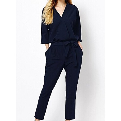 v neck jumpsuit with sleeves
