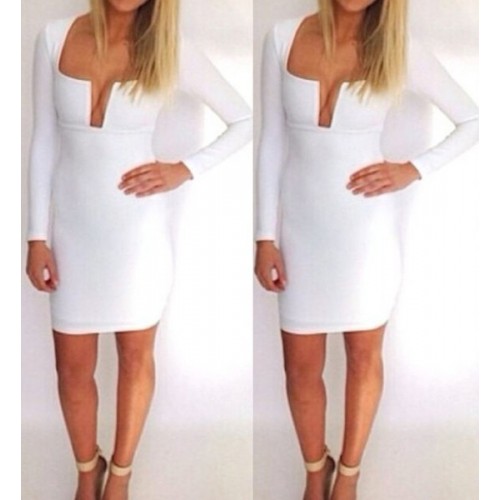 white low cut dress