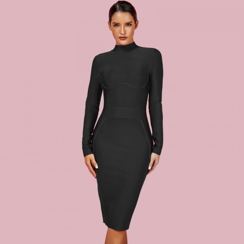 turtleneck bandage dress