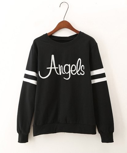 Casual Style Round Collar Long Sleeve Letter Print Sweatshirt For Women ...