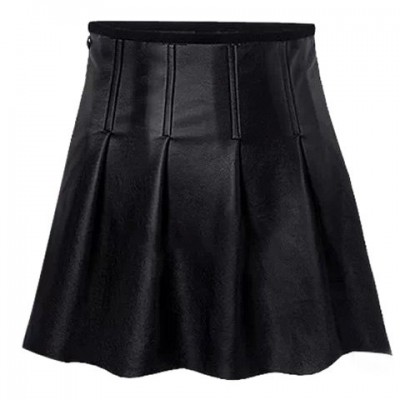 Fashionable Solid Color PU Leather Skirt For Women black (Fashionable ...