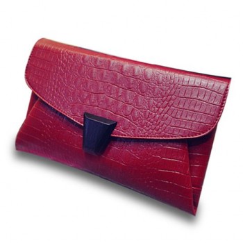 Stylish Women's Clutch Bag With PU Leather and Crocodile Print Design black blue red white