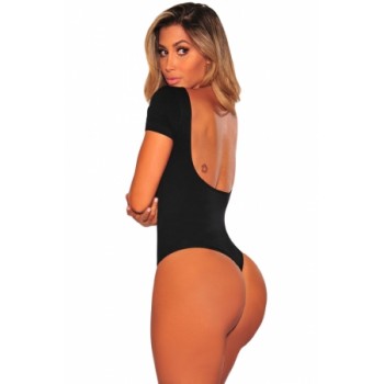 Black Seamless Perfect Fit Low Back Bodysuit