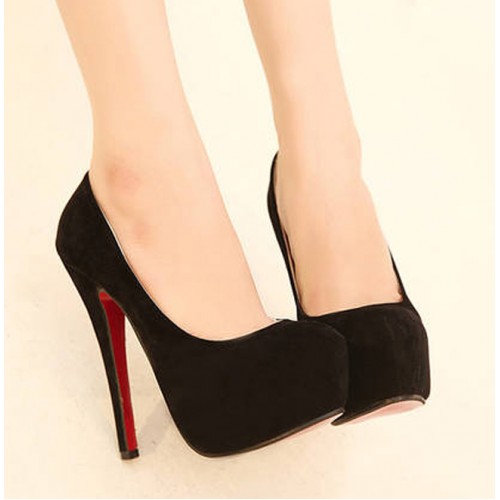 round toe heels black