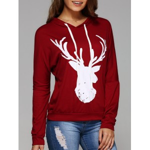 Deer Print Christmas Hooded Tee