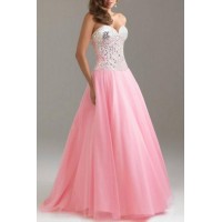 Sexy Strapless Sleeveless Sequined Lace-Up Dress For Women pink