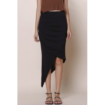 Solid Color Asymmetric Fashionable Skirt For Women