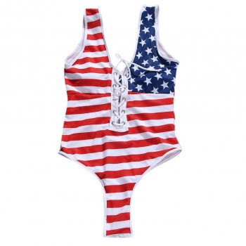  American Flag Loose 4th-of-july One Piece Beach Swimwear Monokini Bikini 