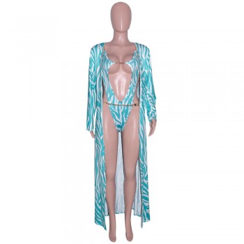 Beautiful Gold Chain Design Monokini And Matching Cover-Up Set Two-Piece Outfits Swimsuit