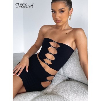 Mesh Summer Hollow Out Sexy Crop Top And Bodycon Skirts Mini Party Two Piece Set Women