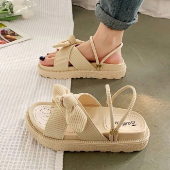 Slippers Thick Platform Flat Sandals with Butterfly-Knot Summer Flip Flops Sandals Women
