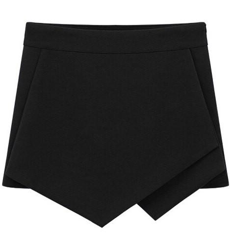 Stylish Special Cut Zippered Solid Color Shorts For Women black white ...