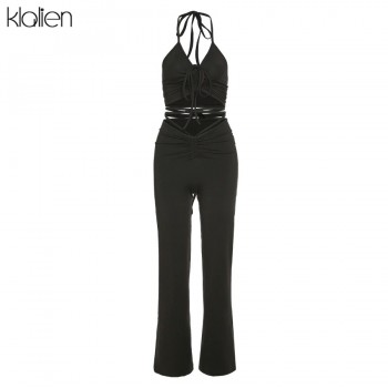 KLALIEN Fashion Sexy Camisole and Trousers 2 Piece Set Summer Casual Simple Slim Street Office Lady Solid Two Piece Set Women