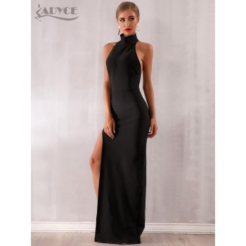 Black Bandage Dress Sexy Sleeveless Halter Hollow Out Maxi Club Dress Celebrity Evening Runway Party Dress