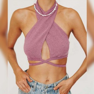 CM.YAYA Women's Mini Bodycon Dress - Sleeveless, Diamond Tassel Detail,  O-Neck, Stretchy for Sexy Party Wear, Summer Collection