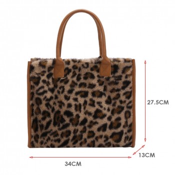 Top-Handle Bags Retro Cow Leopard Print PU Leather