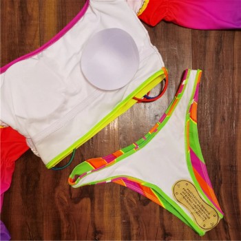 Tie Dye Swimwear 2021 Women's Swimsuit Separate Long Sleeve Swimming Suit Push Up Bikinis Bachelorette Party Trikini