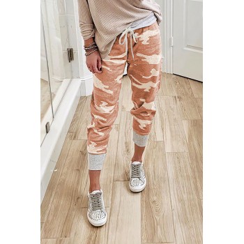 Camo Print Knit Sport Pants Orange