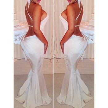 Sexy One-Shoulder Sleeveless Backless Solid Color Dress For Women white black red