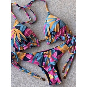RUOTONGSEPT Sexy Micro Bikinis Set 2023 New Swimsuit Women Feather Print Bandage Swimwear Female Bathing Suit Brazilian Biquinis