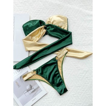 Women's Swimming Suit Bikini Sexy Swimsuit 2022 Ring Splicing Lace Backless Female Beach Micro Thong Suit 