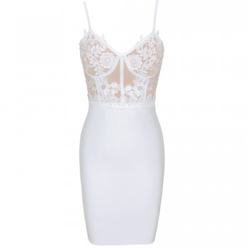 Bandage Dress for Women 2021 Summer White Party Dress Lace