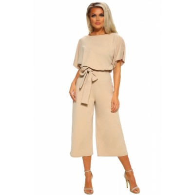Apricot Always Chic Belted Culotte Jumpsuit (Apricot Always Chic Belted ...