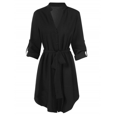 Full Sleeve Button Up Dress - Black (Full Sleeve Button Up Dress ...