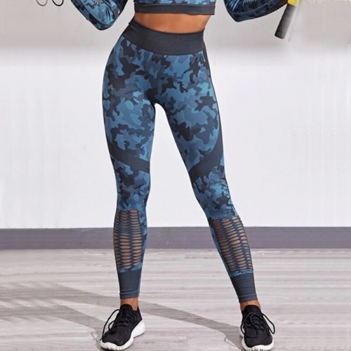 2PCS Set of Female Camouflage Yoga suit Gym clothing workout long ...
