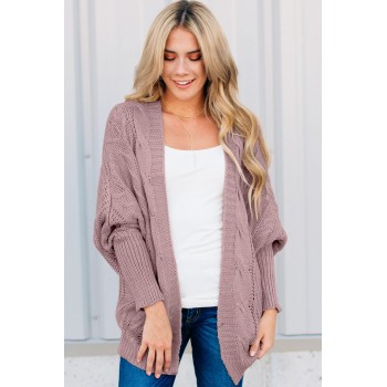 Green Dolman Sleeve Open Front Knit Cardigan Pink Gray (Green Dolman ...