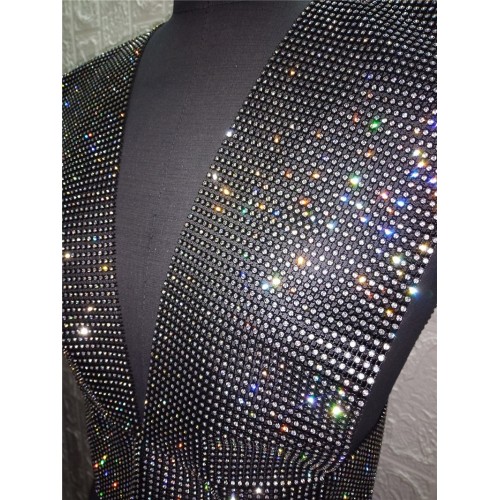 Bonnie Forest Sparkle Rhinestone Diamante Slit Sleeve Crop Top Women  Glitter Sexy Deep V Neck Crystal Studded T Shirt Rave Wear (Bonnie Forest  Sparkle Rhinestone Diamante) by