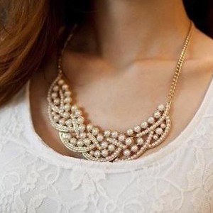 Chic Faux Pearl Embellished Fake Collar Necklace For Women