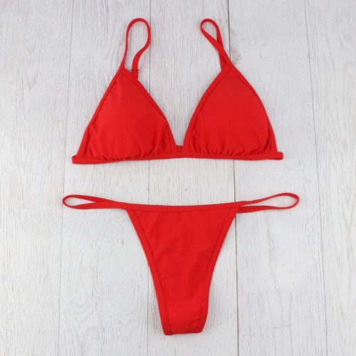 Padded Bra G-string Thong Bikini Swimwear Two Piece Red Black (Padded ...