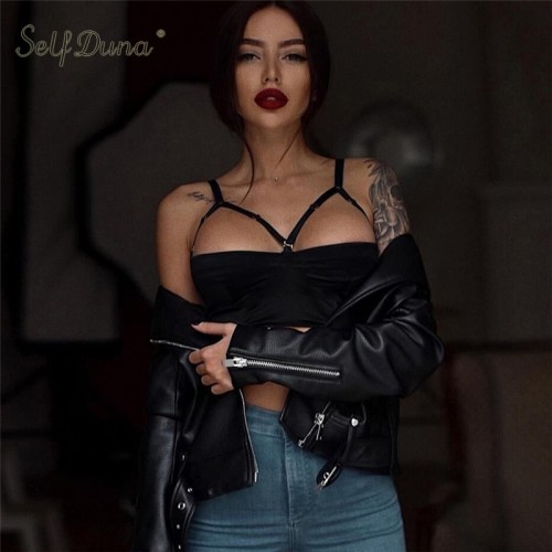CofeeMO Tank Top for Women,Sexy Slim Club Black Lingerie for Sex