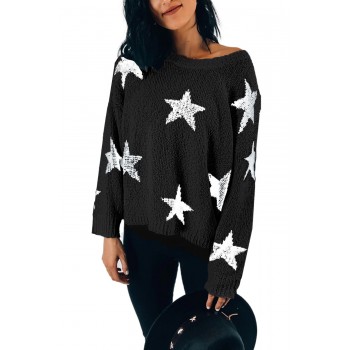 Beige Knit Star Sweater Black White (Beige Knit Star Sweater Black ...