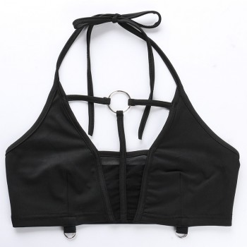 Black O ring Strappy Crop Top Backless (Black O ring Strappy Crop Top ...