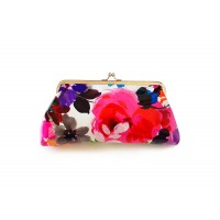 Elegant Women's Clutch Wallet With Floral Print and Kiss-Lock Closure Desig