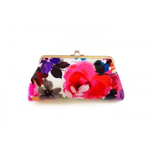 Elegant Women's Clutch Wallet With Floral Print and Kiss-Lock Closure Desig