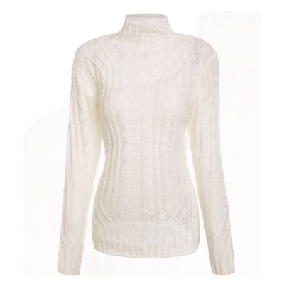 Elegant Turtleneck Twist Wave Solid Color Thick Pullover Sweater For ...