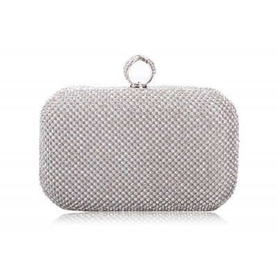 Elegant Style Women's Evening Handbag With Metal Chain and Rhinestones Design