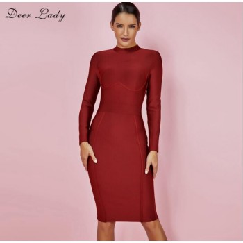 Turtleneck Bandage Dress Long Sleeve Bodycon (Turtleneck Bandage Dress ...