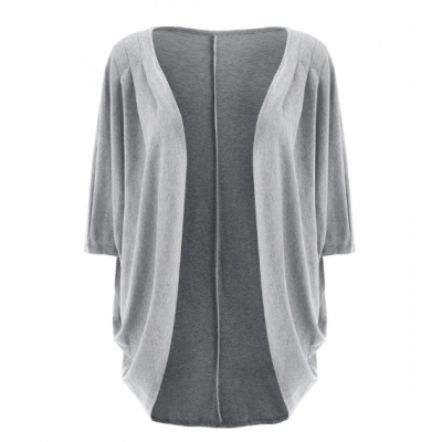 Casual Pure Color 3/4 Sleeve Loose Collarless Cardigan For Women - Gray ...