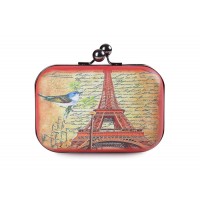 Party Women's Evening Bag With Eiffel Tower Print and Kiss-Lock Closure Design