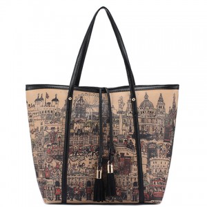 Trendy Women's Shoulder Bag With Print and Tassels Design