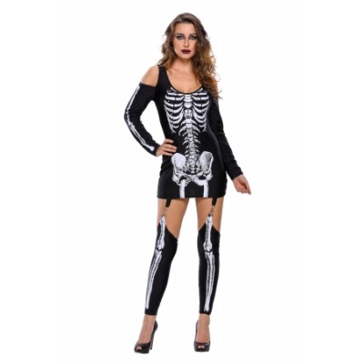 X-rayed Halloween Off-shoulder Skeleton Dress Costume (X-rayed ...
