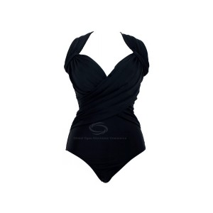 Spandex V-Neck Solid Color Bikini Swimming Suit For Women