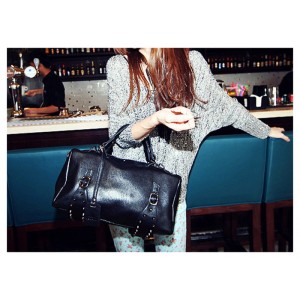Stylish Women's Handbag With Rivets and Buckle Design