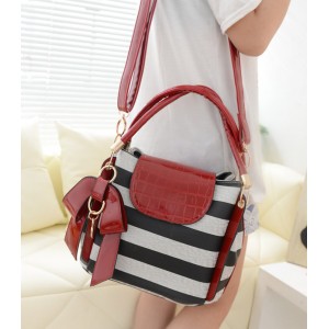 Trendy Women's Tote Bag With Bow and Stripes Design