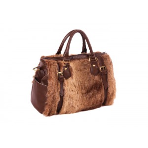 Trendy Women's Tote Bag With Imitation Fur and Buckle Design