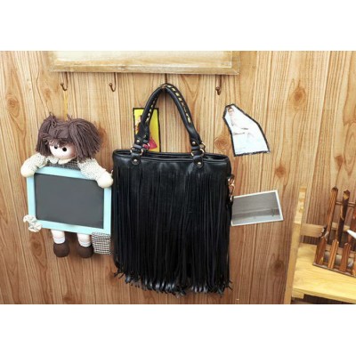 Vintage Style Women's Street Level Handbag With Solid Color and Tassels Design